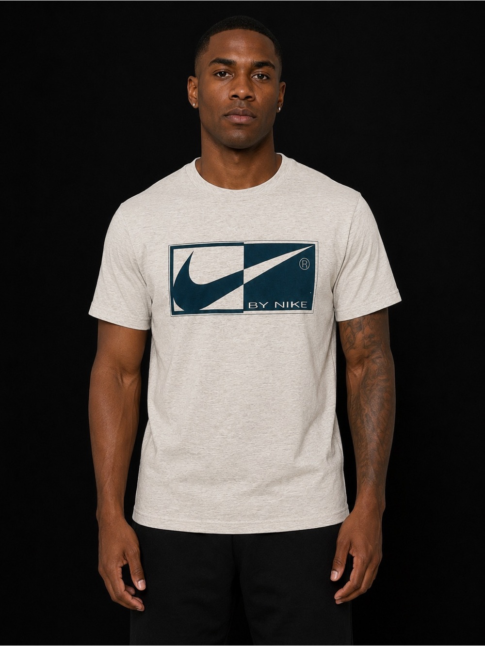 Nike Men’s White Short‑Sleeve Logo Tee with GreenGraphic